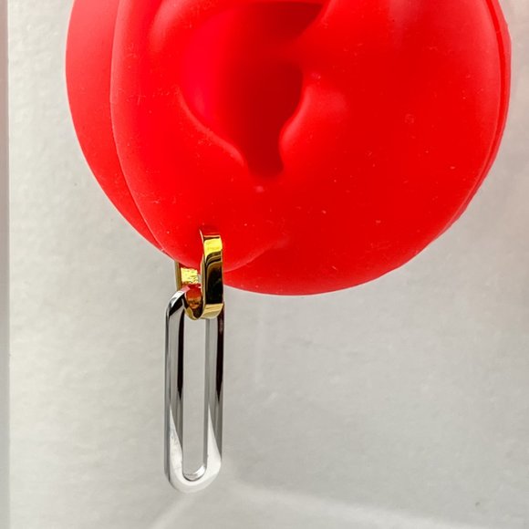 Dangle Oval Hoops 2 In 1 Earrings Dual Color Long Earrings Drop Earrings - Picture 6 of 9